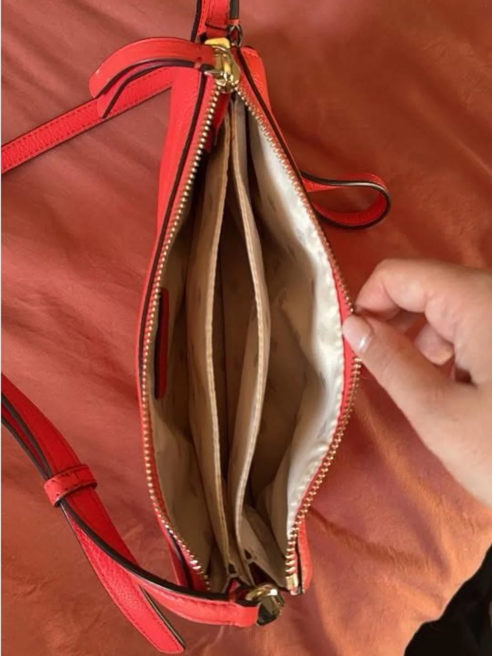 Kate Spade Pebbled Leather Crossbody Bag in Bright Coral